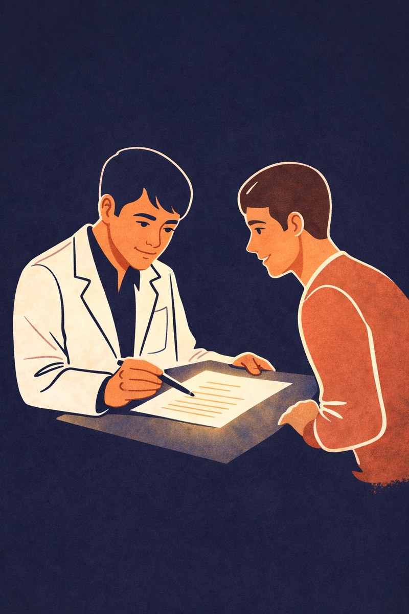 Le dentiste et son patient étudient ensemble le plan de traitement